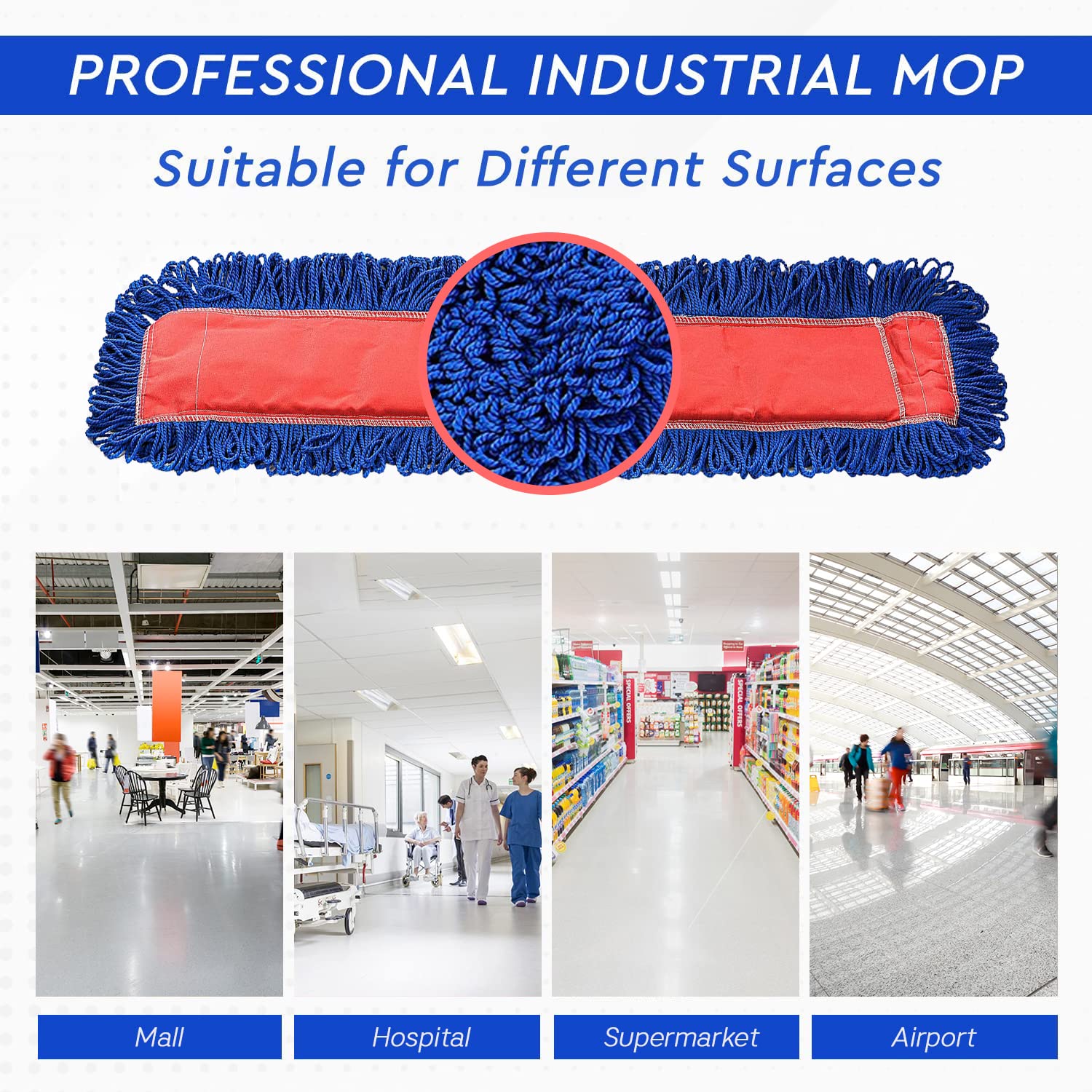 Alpine Industries Heavy Duty Microfiber Mop Head - Cleans Wide Areas - Commercial Super Absorbent Mop Head (36 in, Single Pack)