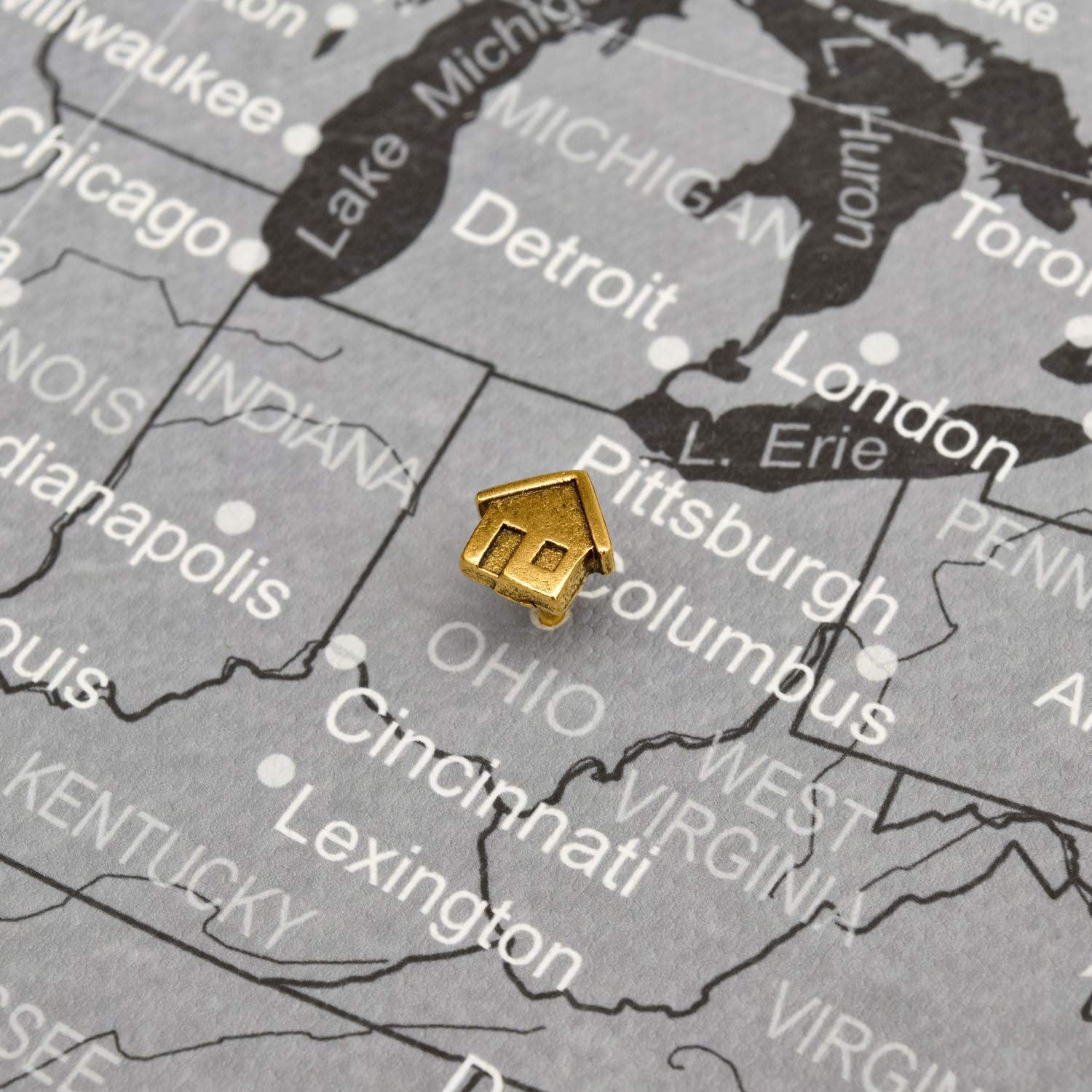 Gold House Metal Map Push Pins