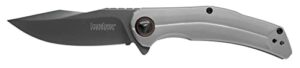 kershaw believer pocketknife, 3.25" 8cr13mov steel clip point blade, one-handed assisted opening, frame lock system