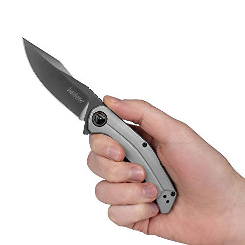 Kershaw Believer Pocketknife, 3.25" 8Cr13MoV Steel Clip Point Blade, One-Handed Assisted Opening, Frame Lock System