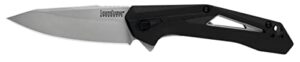 kershaw airlock pocket knife, 3" 4cr14 steel blade, speedsafe assisted folder opening edc, discreet pocketclip carry,black