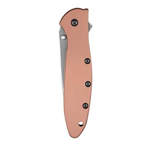 Kershaw Leek Copper Pocketknife EDC, 3" CPM 154 Steel Blade, Copper Handle, Dual Lock System, assisted opening Knife