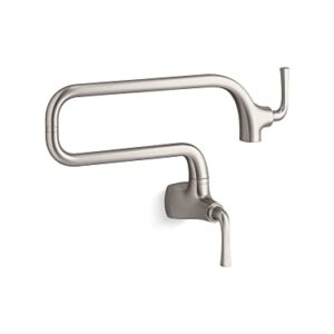 KOHLER 22066-VS Graze Wall-Mount Pot Filler, Pot Filler Faucet, Kitchen Sink Pot Filler Faucets, Vibrant Stainless