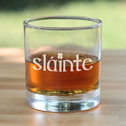 Slainte Irish Cheers - Whiskey Rocks Glass - Funny St Patricks Day Party Decor or Gifts - 10.25 Ounce