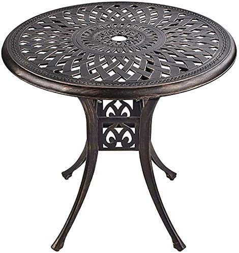 Grepatio 31" Patio Dining Table, Cast Aluminum Outdoor Bistro Table with Umbrella Hole Round Conversation Table, Antique Bronze