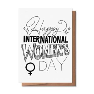 wunderkid happy international women's day greeting card, 2023 card for women best friend (1 single, blank inside)