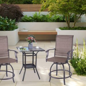 Kozyard Isabella High Swivel Bar Stools/Chair Set for Home Patio, Back Yard, Cafes, Bistro, Restaurants and Chic Bars (Textilence)