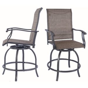 Kozyard Isabella High Swivel Bar Stools/Chair Set for Home Patio, Back Yard, Cafes, Bistro, Restaurants and Chic Bars (Textilence)