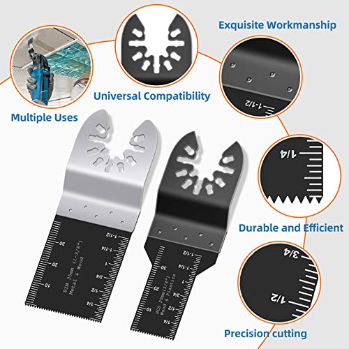 Oscillating Saw Blades, 50 PCS Multitool Blades Universal Oscillating Tool Blades for Wood Plastics Metal, Compatible with Dewalt Milwaukee Rockwell Bosch Ridgid Craftsman Multi Tools Accessories