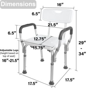 Vaunn Medical Shower Chair with Arms and Back and Foot Step Stool Bundle