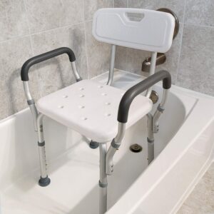 Vaunn Medical Shower Chair with Arms and Back and Foot Step Stool Bundle