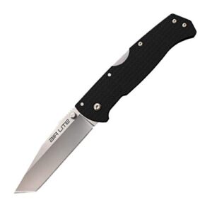 cold steel air lite folding knife with japanese 10a steel blade, tri-ad lock, pocket clip and g-10 handle, tanto point
