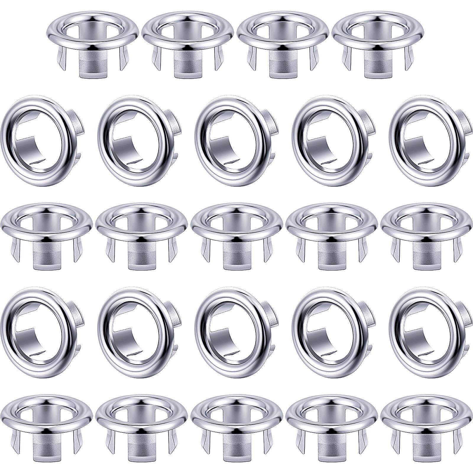 24 Packs Sink Overflow Ring Cover Bathroom Sink Hole Trim Overflow Cover Round Hole Insert Spares for Bathroom Kitchen Sink Basin Replacement