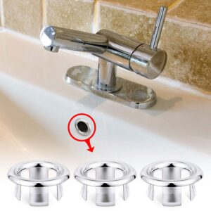 24 Packs Sink Overflow Ring Cover Bathroom Sink Hole Trim Overflow Cover Round Hole Insert Spares for Bathroom Kitchen Sink Basin Replacement