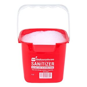 restaurantware clean 3 quart cleaning bucket, 1 detergent square bucket - with measurements, built-in spout & handle, red plastic utility bucket, for home or commercial use
