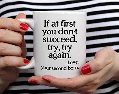 Funny Sarcastic Gag Coffee Mug for Parents Mom Dad Birthday, If at First You Don't Succeed Cup from Daughter Son (11oz)