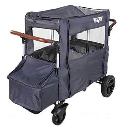 Keenz Outdoor All Weather Wind Cover and UV Protector with Windows and Zipper Enclosure for 7S Push Pull Storage Wagon Stroller, Gray