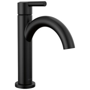 delta faucet nicoli matte black bathroom faucet, single hole bathroom sink faucet, single handle bathroom faucet, pop-up drain assembly, matte black 15749lf-bl