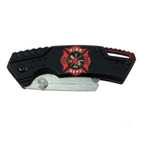 TG,LLC Treasure Gurus Firefighter Folding Box Cutter Pocket Knife Utility Razor Blade Tool Fireman Fire Dept Gift