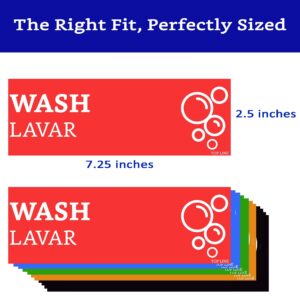 Wash Rinse Sanitize Sink Labels Signs with Wash Hands Sign (12 Labels - 2 FULL SETS 7.3 x 2.5 in) - Ideal for Restaurant Sinks, 3 Compartment Sink, Food Trucks, Commercial Kitchens & More