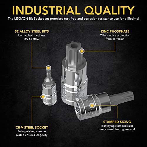 LEXIVON Tamper Proof Torx Bit Socket Set, Premium S2 Alloy Steel | 13-Piece Security Star T8 - T60 Set | Enhanced Storage Case (LX-146)