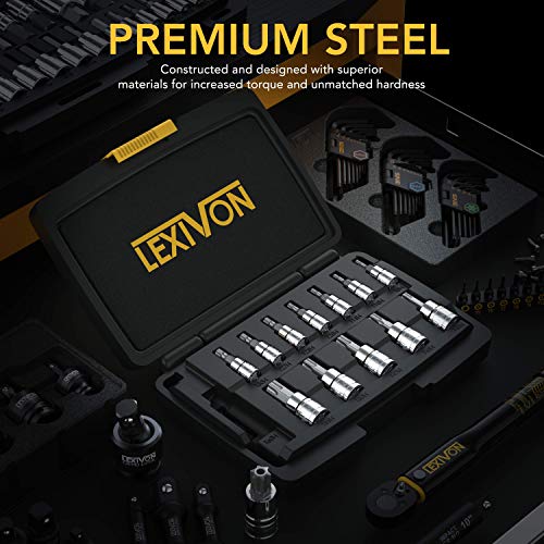 LEXIVON Tamper Proof Torx Bit Socket Set, Premium S2 Alloy Steel | 13-Piece Security Star T8 - T60 Set | Enhanced Storage Case (LX-146)