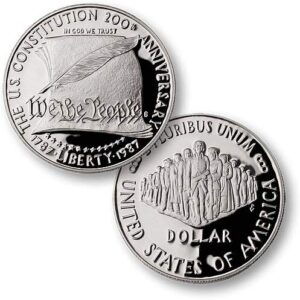 1987 S US Mint Constitution Proof Commemorative Silver Dollar DCAM $1 US Mint Gem Brilliant Proof