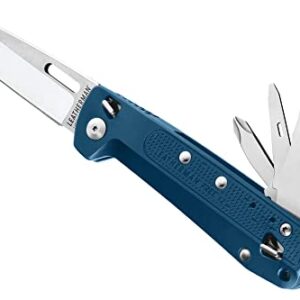 LEATHERMAN, Free K2 EDC Pocket Multitool with Knife, Magnetic Locking, Aluminum Handles and Pocket Clip, Made in The USA, Navy