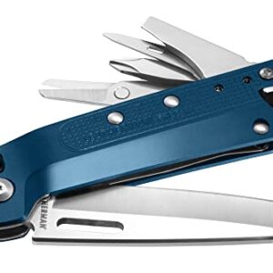 LEATHERMAN, Free K2 EDC Pocket Multitool with Knife, Magnetic Locking, Aluminum Handles and Pocket Clip, Made in The USA, Navy