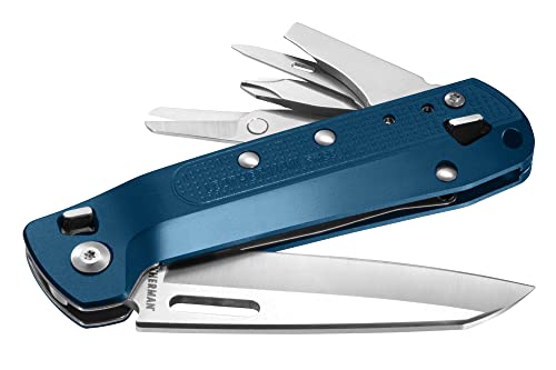 LEATHERMAN, Free K2 EDC Pocket Multitool with Knife, Magnetic Locking, Aluminum Handles and Pocket Clip, Made in The USA, Navy