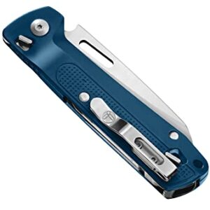 LEATHERMAN, Free K2 EDC Pocket Multitool with Knife, Magnetic Locking, Aluminum Handles and Pocket Clip, Made in The USA, Navy