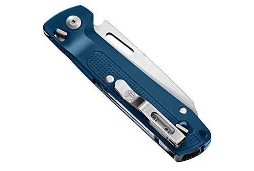 LEATHERMAN, Free K2 EDC Pocket Multitool with Knife, Magnetic Locking, Aluminum Handles and Pocket Clip, Made in The USA, Navy