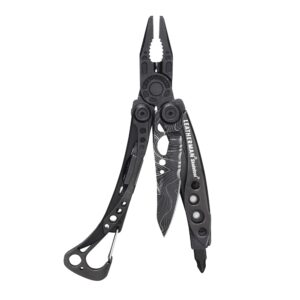 leatherman, skeletool lightweight multitool with combo knife and bottle opener, topographical print