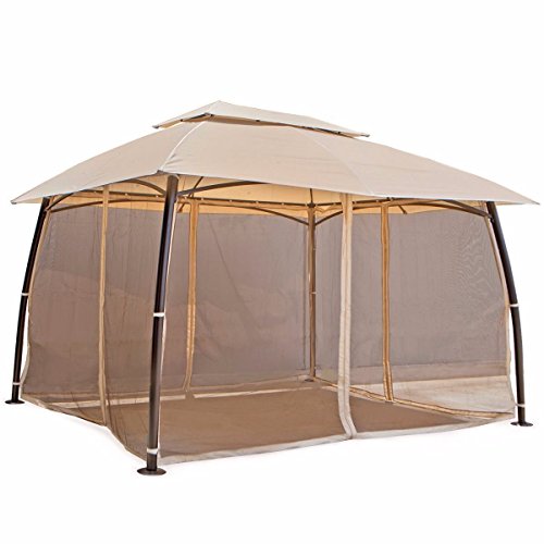 Barton 10' x 13' ft Garden Patio Gazebo Fully Enclosed All-Season w/Mosquito Netting and Curtains -Beige