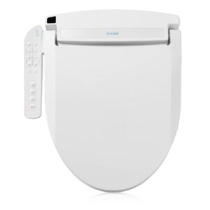 brondell swash electronic bidet toilet seat le89, fits round toilets, white – side arm control, warm air dryer, strong wash mode, stainless-steel nozzle, nightlight and easy installation