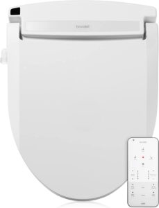 brondell le99 swash electronic bidet seat, fits elongated toilets, white – lite-touch remote, warm air dryer, strong wash mode, stainless-steel nozzle, saved user settings & easy installation