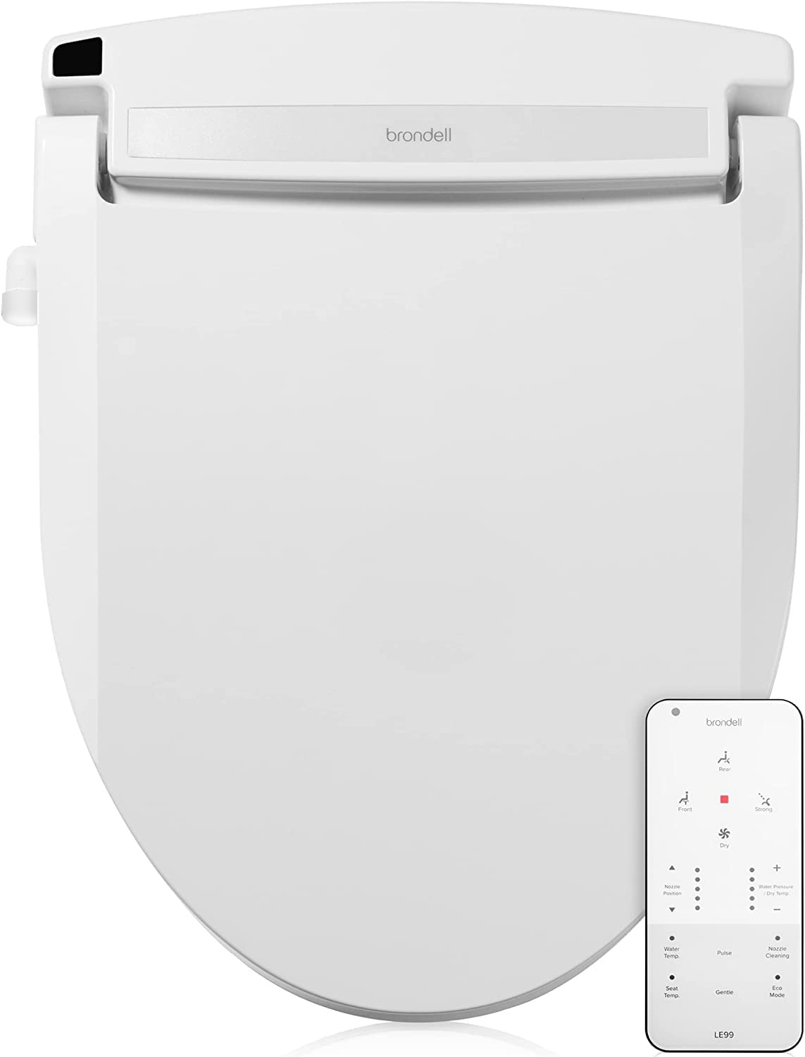 Brondell LE99 Swash Electronic Bidet Seat, Fits Elongated Toilets, White – Lite-Touch Remote, Warm Air Dryer, Strong Wash Mode, Stainless-Steel Nozzle, Saved User Settings & Easy Installation