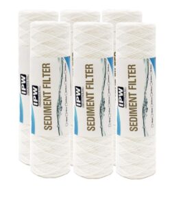ipw industries inc. 30 micron string wound water filter for universal whole house replacement cartridge sediment filters for well water 10" x 2.5" - 6 pack