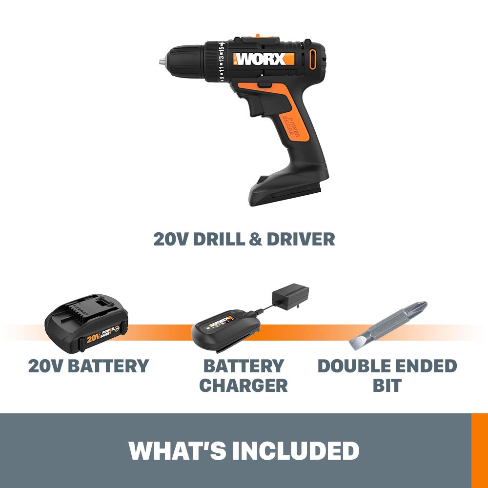 Worx WX101L.9 20V Power Share Cordless Drill & Driver (Tool Only)