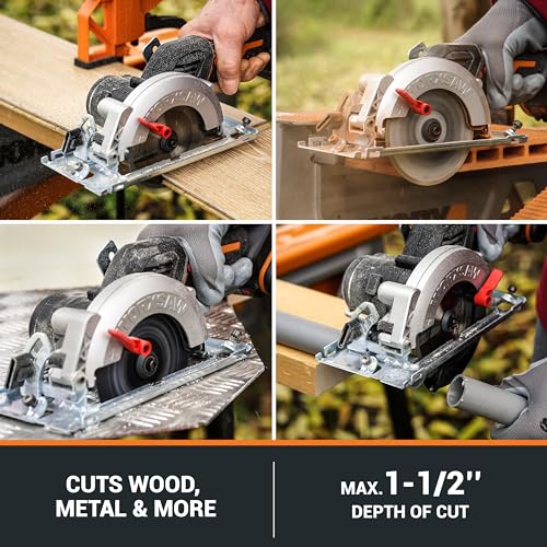 Worx Nitro 20V Brushless 4-1/2" Cordless Circular Saw, Compact Circular Saw, Up to 6,900 RPM, 0-46° Bevel Cuts, Circular Saw Cordless WX531L – Battery & Charger Included