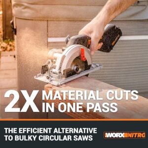 Worx Nitro 20V Brushless 4-1/2" Cordless Circular Saw, Compact Circular Saw, Up to 6,900 RPM, 0-46° Bevel Cuts, Circular Saw Cordless WX531L – Battery & Charger Included