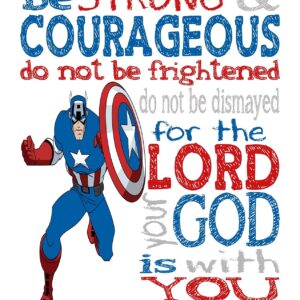 Superhero Christian Nursery Set of 4 Unframed Prints - Captain America, Hulk, Ironman and Spiderman with Bible Verses