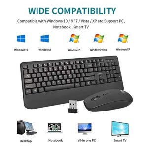 Wireless Keyboard and Mouse Combo, UHURU 2.4GHz Ergonomic Computer Keyboard with Wrist Rest, 3 Level Adjustable DPI Mouse with Mouse Pad for PC, Laptop, Windows XP/7/8/10(Black)