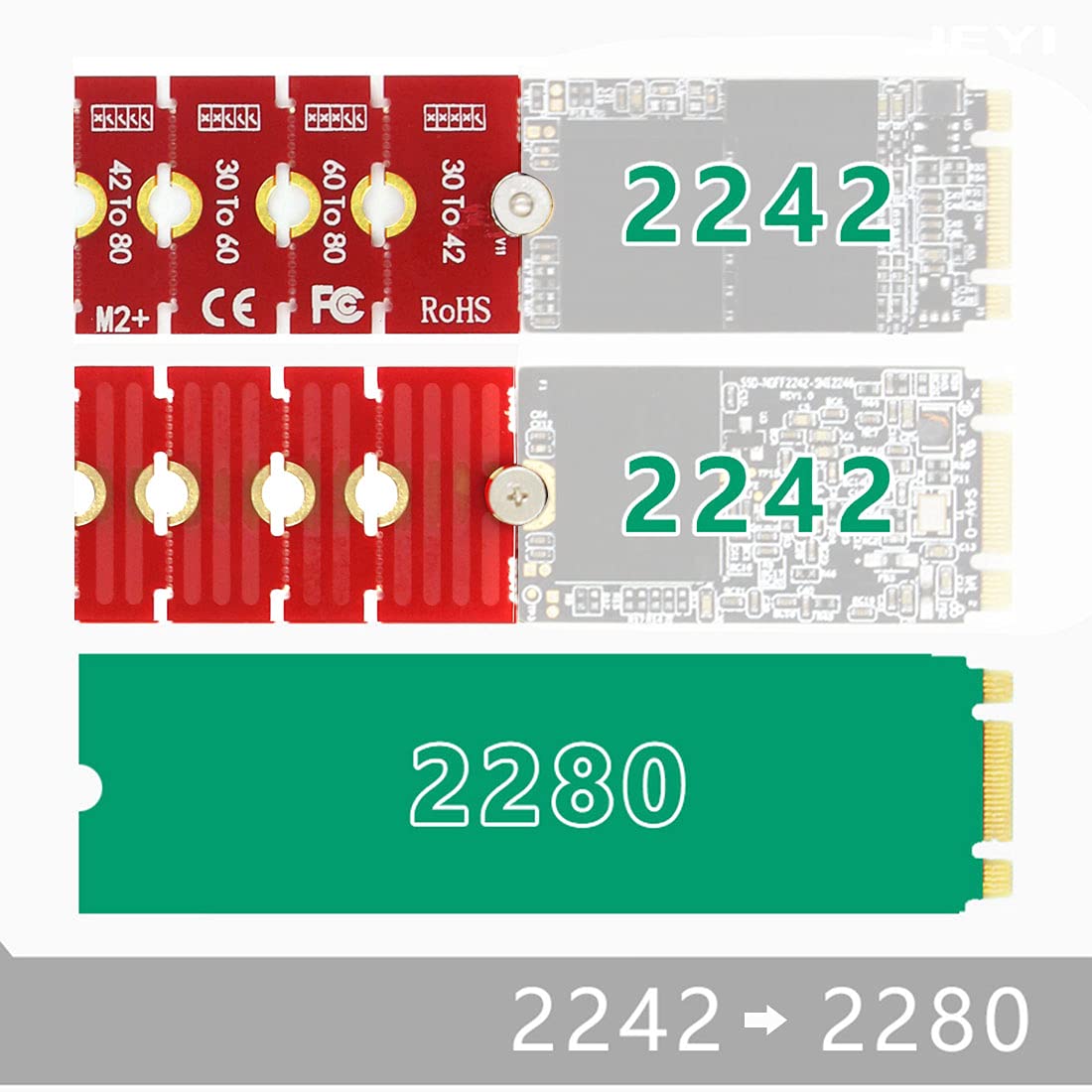 JEYI M2 M2PLUS NGFF NVME m. 2 Extended Transfer 2230, 2242, 2260, 2280 M2 Change Long Size NVME NGFF M.2 U.2 M3 M.3 SSD