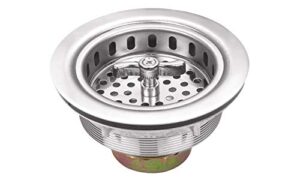 kitchen sink drain stainless steel strainer basket with drain assembly, 3-1/2 inch replacement for standard drains, twist drain stopper