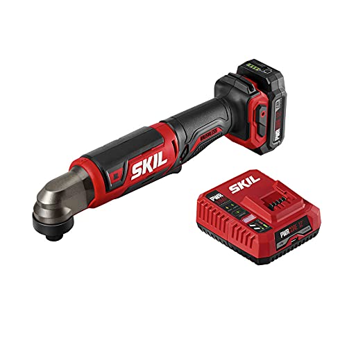 SKIL PWR CORE 12 Brushless 12V 1/4 Inch Hex Right Angle Impact Driver Includes 2.0Ah Lithium Battery and PWR JUMP Charger - RI574502