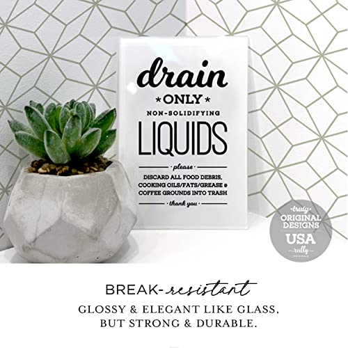 4x6 Inch Drain Only Non-Solidifying Liquids Designer Sign ~ Ready to Stick, Lean or Frame