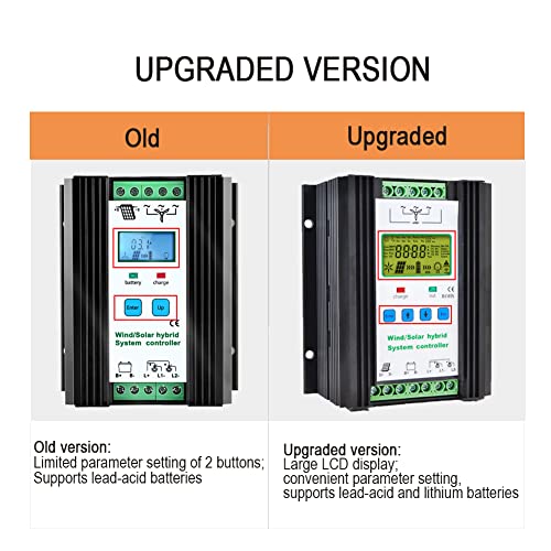 iSunergy 1000W Wind Solar Hybrid Charge Controller PWM 600W Wind + 400W Solar Boost Charge Technology Digital Intelligent Regulator with LCD Display