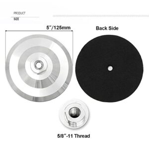 SHDIATOOL 5 Inch Backer Pad or Backing pad of Aluminum Body with 5/8-Inch-11 Thread for Diamond Pads(2-Pack)