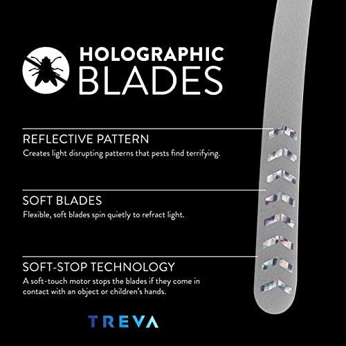 Treva Chemical Free Bug Fan, Fly Deterrent with Holographic Blades to Clear Bugs, Mosquitoes, and Flies, Battery Powered Fly Fan, Black (4 Pack)